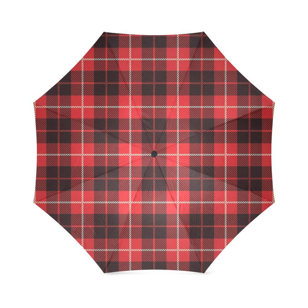 Tartan Scottish Royal Stewart Red Plaids Print Foldable Umbrella-grizzshop