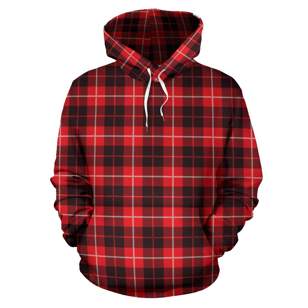 Tartan Scottish Royal Stewart Red Plaids Women Men Pullover Hoodie-grizzshop