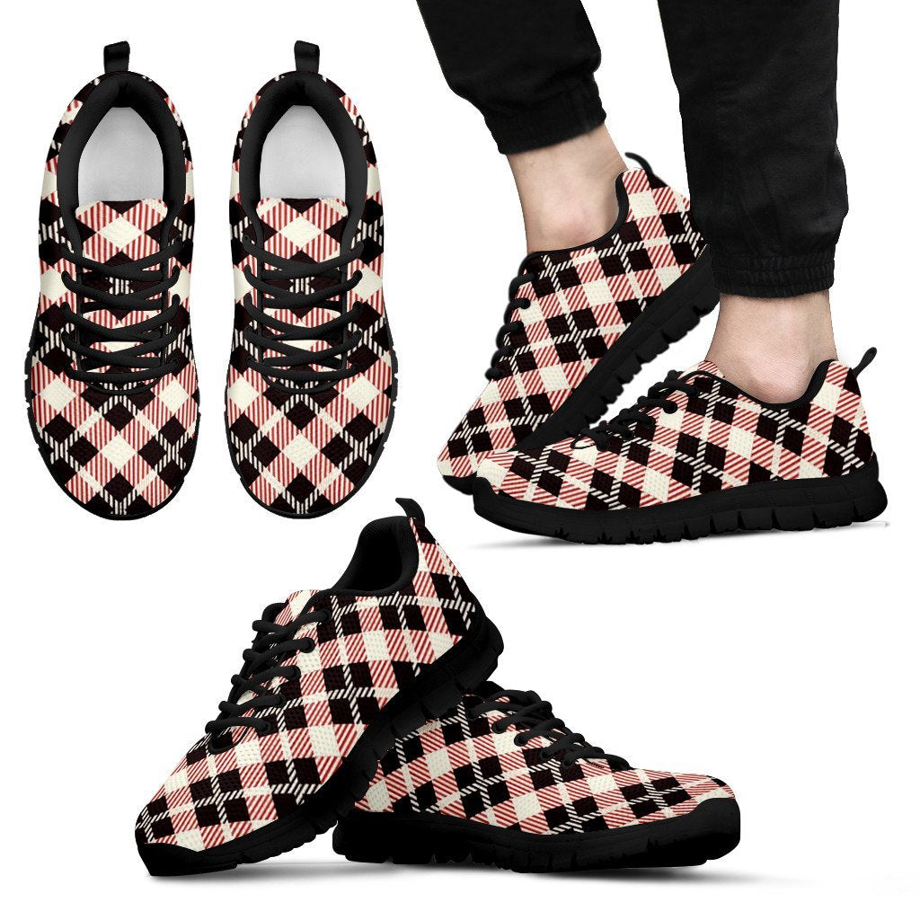 Tartan Scottish White Plaid MacLachlan Black Sneaker Shoes For Men Women-grizzshop