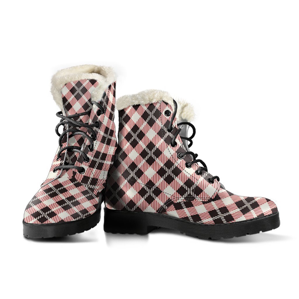Tartan Scottish White Plaid MacLachlan Comfy Winter Boots-grizzshop