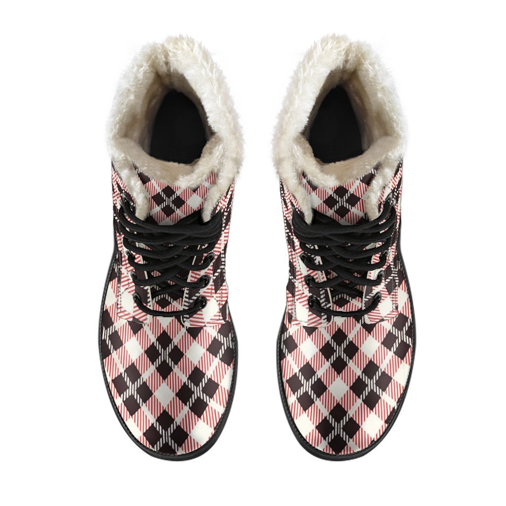 Tartan Scottish White Plaid MacLachlan Comfy Winter Boots-grizzshop