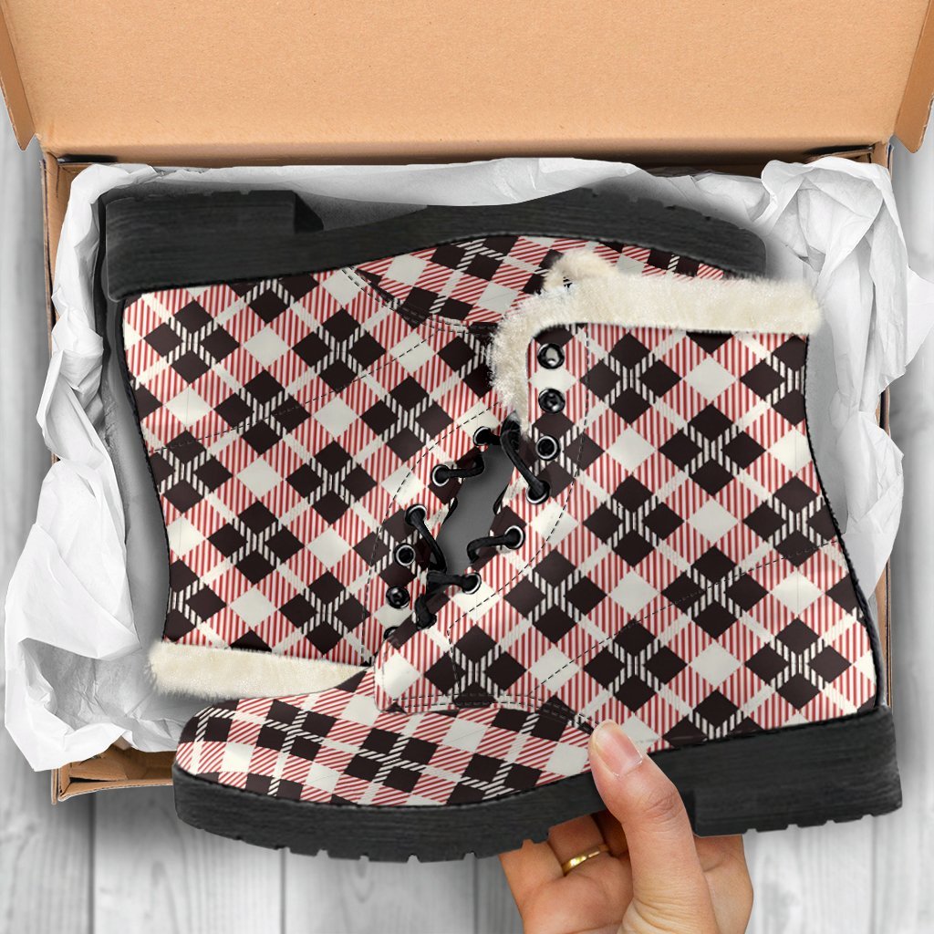 Tartan Scottish White Plaid MacLachlan Comfy Winter Boots-grizzshop