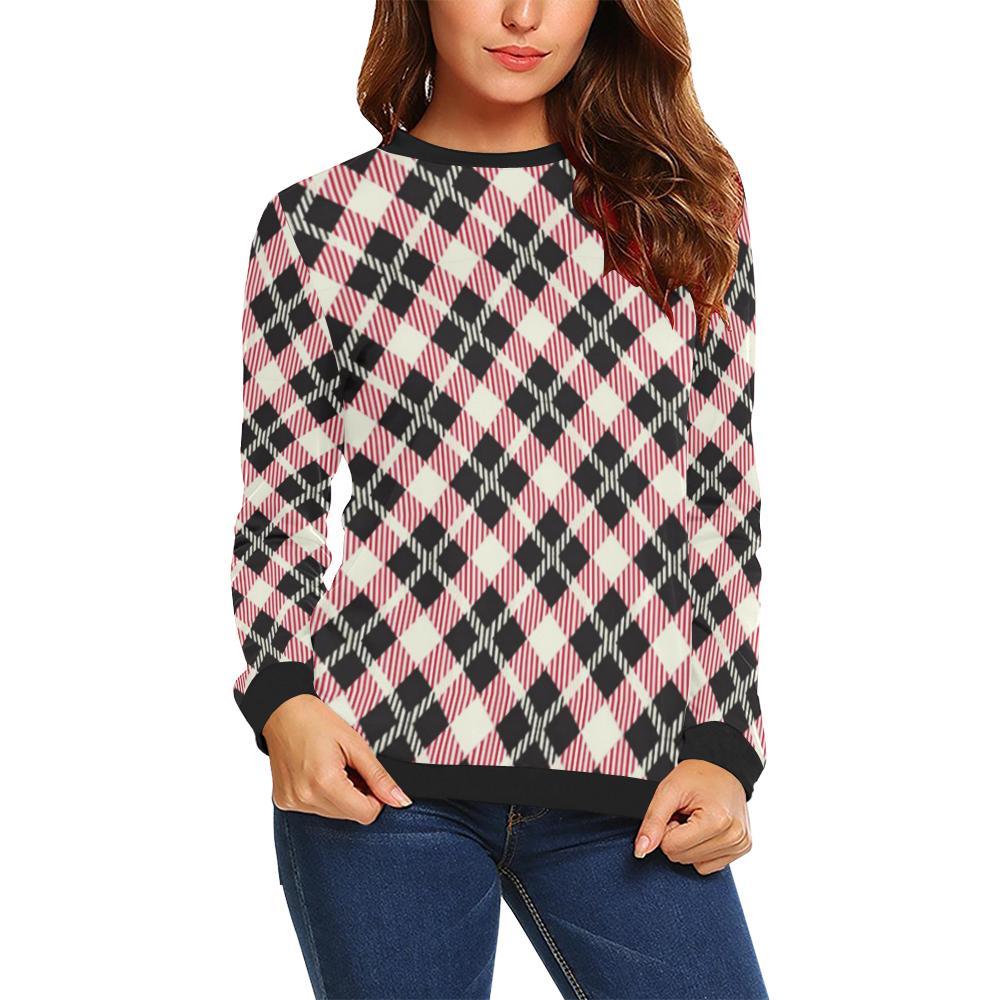 Tartan Scottish White Plaid MacLachlan Women Crewneck Sweatshirt-grizzshop