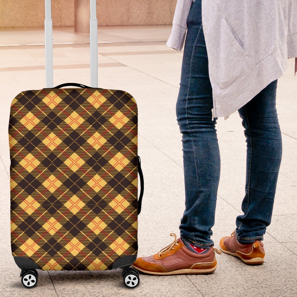 Tartan Scottish Yellow Plaid Luggage Cover Protector-grizzshop