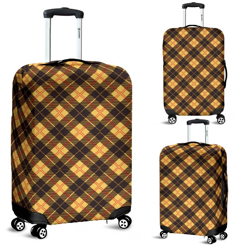 Tartan Scottish Yellow Plaid Luggage Cover Protector-grizzshop