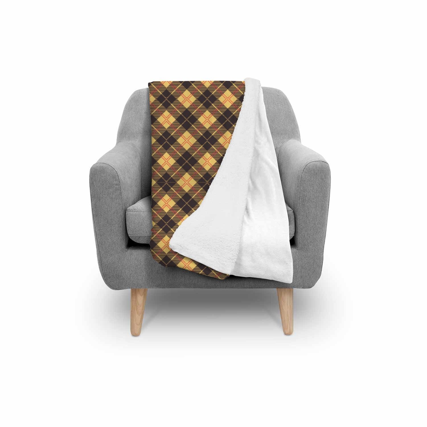 Tartan Scottish Yellow Plaid Throw Blanket-grizzshop