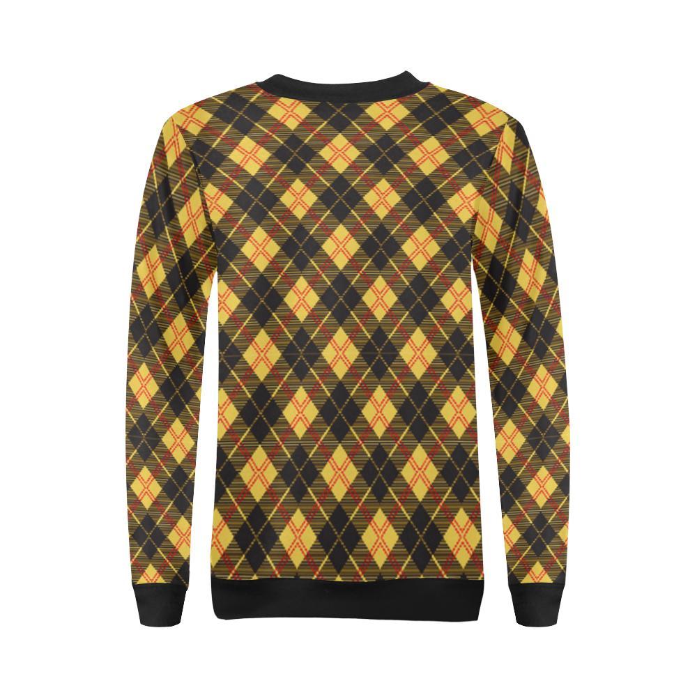 Tartan Scottish Yellow Plaid Women Crewneck Sweatshirt-grizzshop