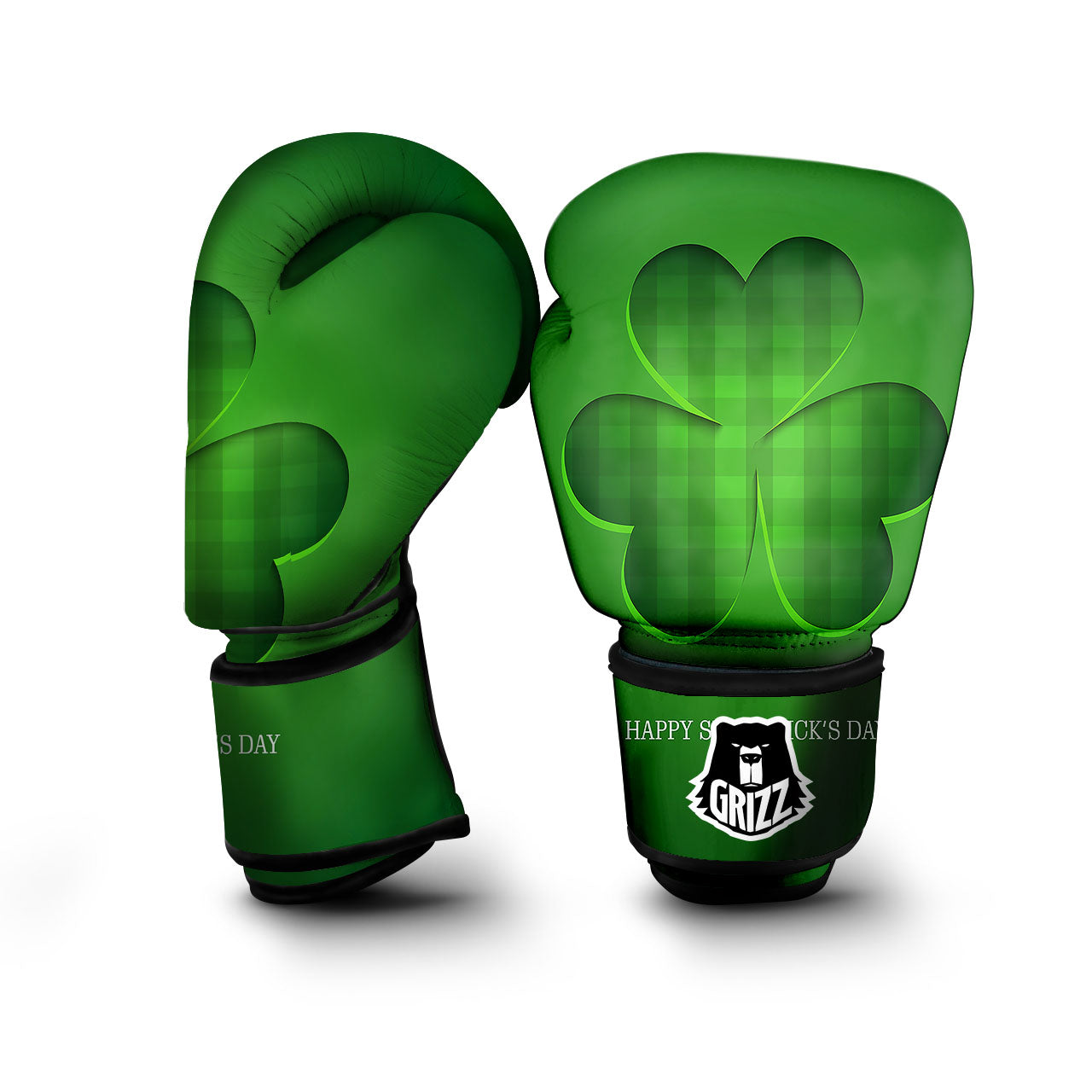 Tartan Shamrock Green Print Boxing Gloves-grizzshop