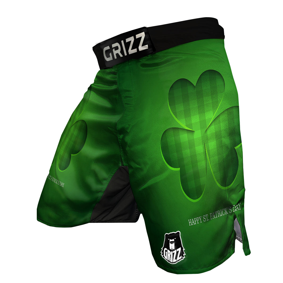 Tartan Shamrock Green Print MMA Shorts-grizzshop