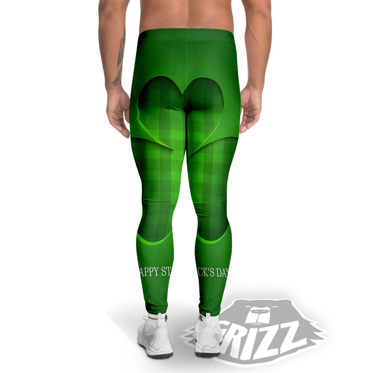 Tartan Shamrock Green Print Men's Leggings-grizzshop