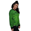 Tartan Shamrock Green Print Women's Bomber Jacket-grizzshop