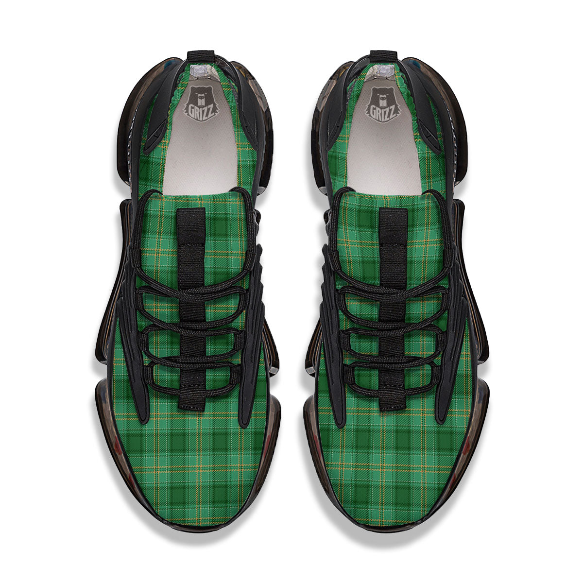 Tartan St. Patrick's Day Print Black Gym Shoes-grizzshop