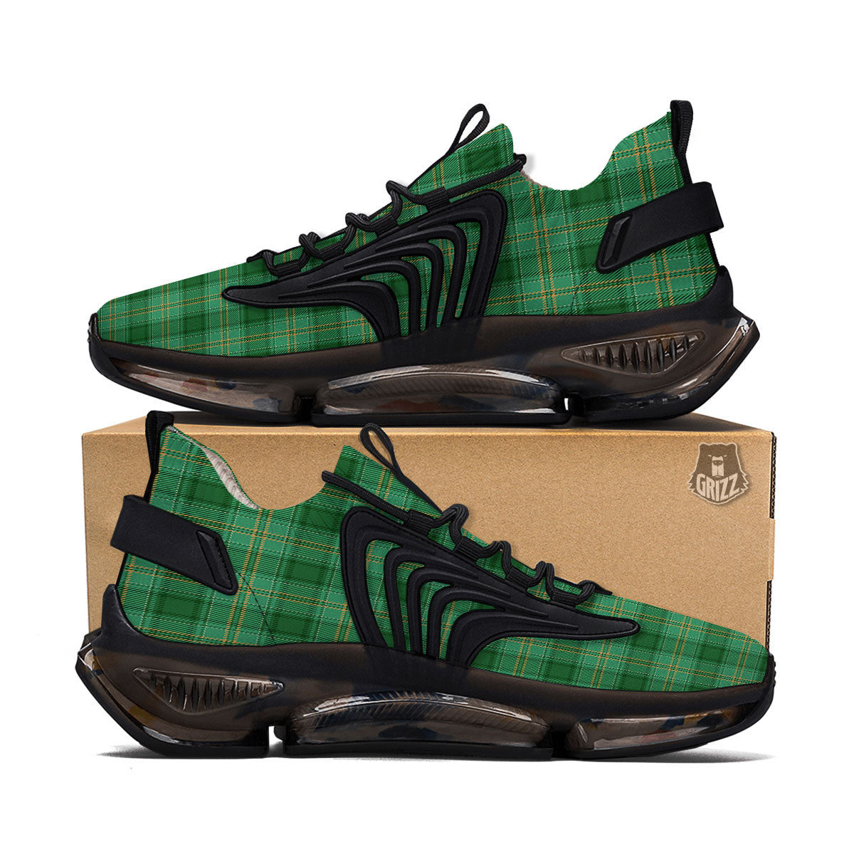 Tartan St. Patrick's Day Print Black Gym Shoes-grizzshop