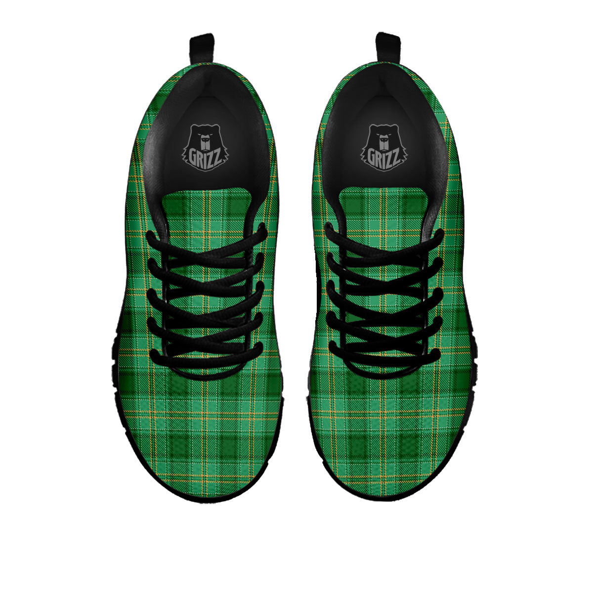 Tartan St. Patrick's Day Print Black Sneaker-grizzshop