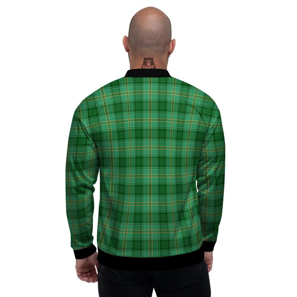 Tartan St. Patrick's Day Print Men's Bomber Jacket-grizzshop