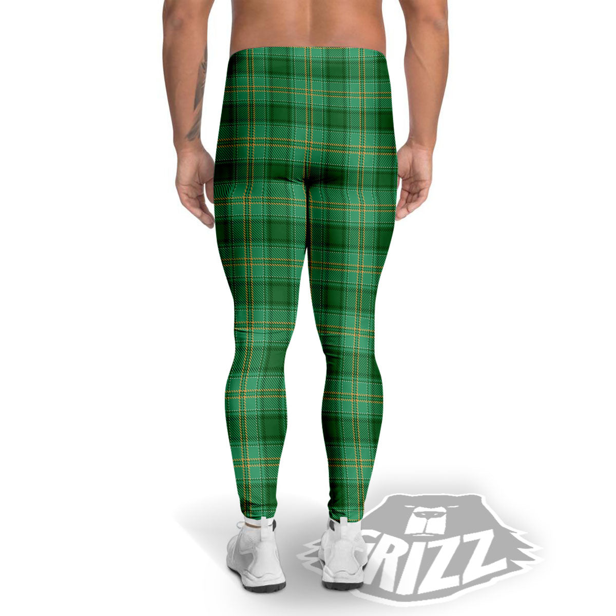 Tartan St. Patrick's Day Print Men's Leggings-grizzshop