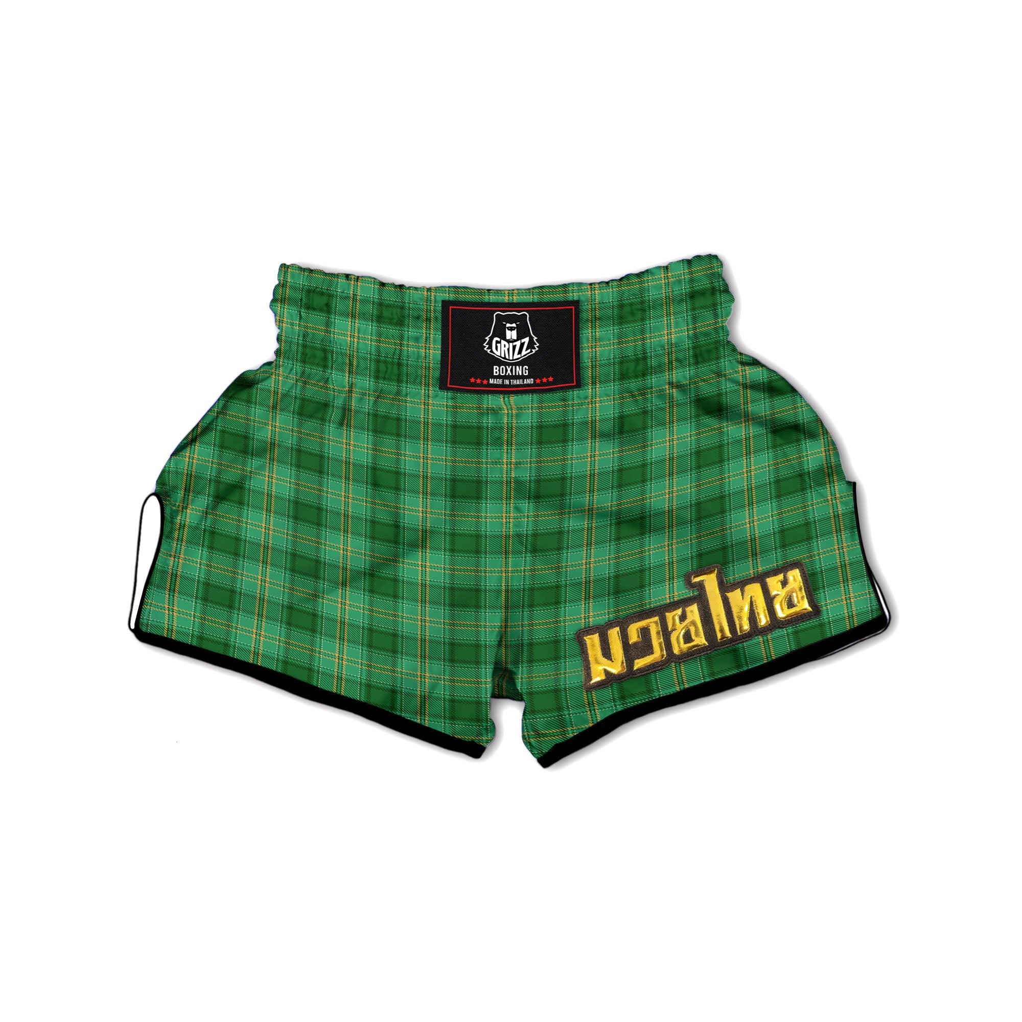 Tartan St. Patrick's Day Print Muay Thai Boxing Shorts-grizzshop