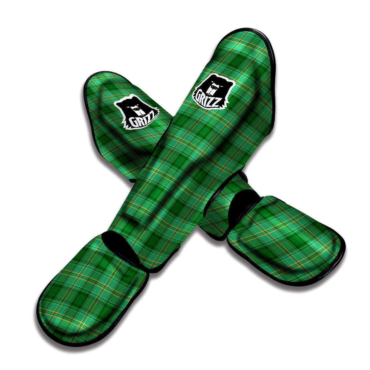 Tartan St. Patrick's Day Print Muay Thai Shin Guards-grizzshop