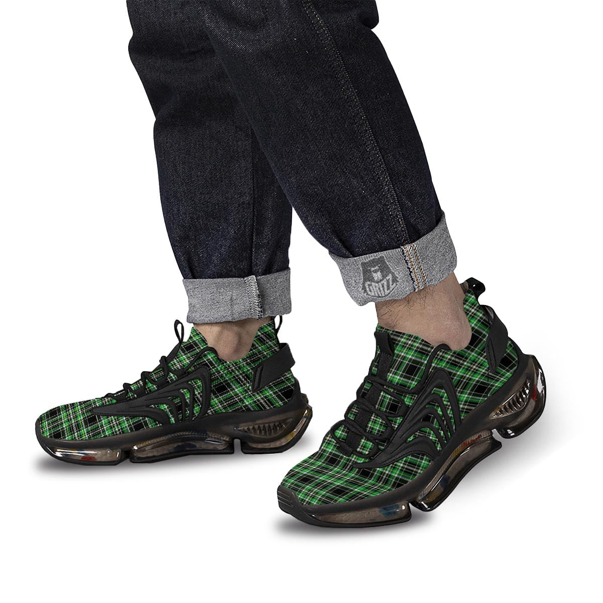 Tartan St. Patrick's Day Print Pattern Black Gym Shoes-grizzshop