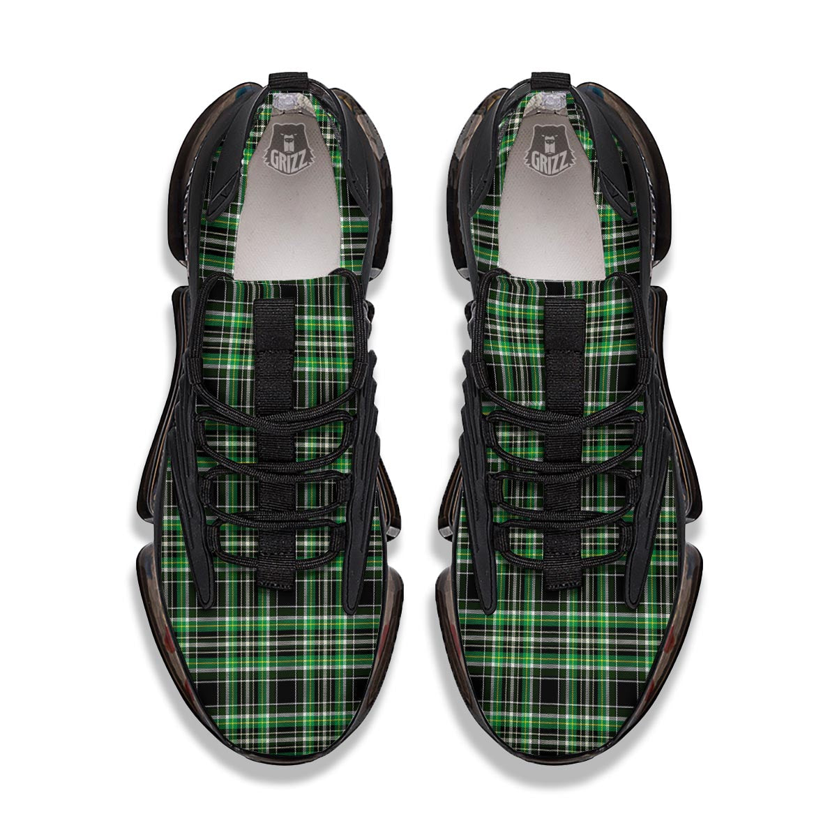 Tartan St. Patrick's Day Print Pattern Black Gym Shoes-grizzshop