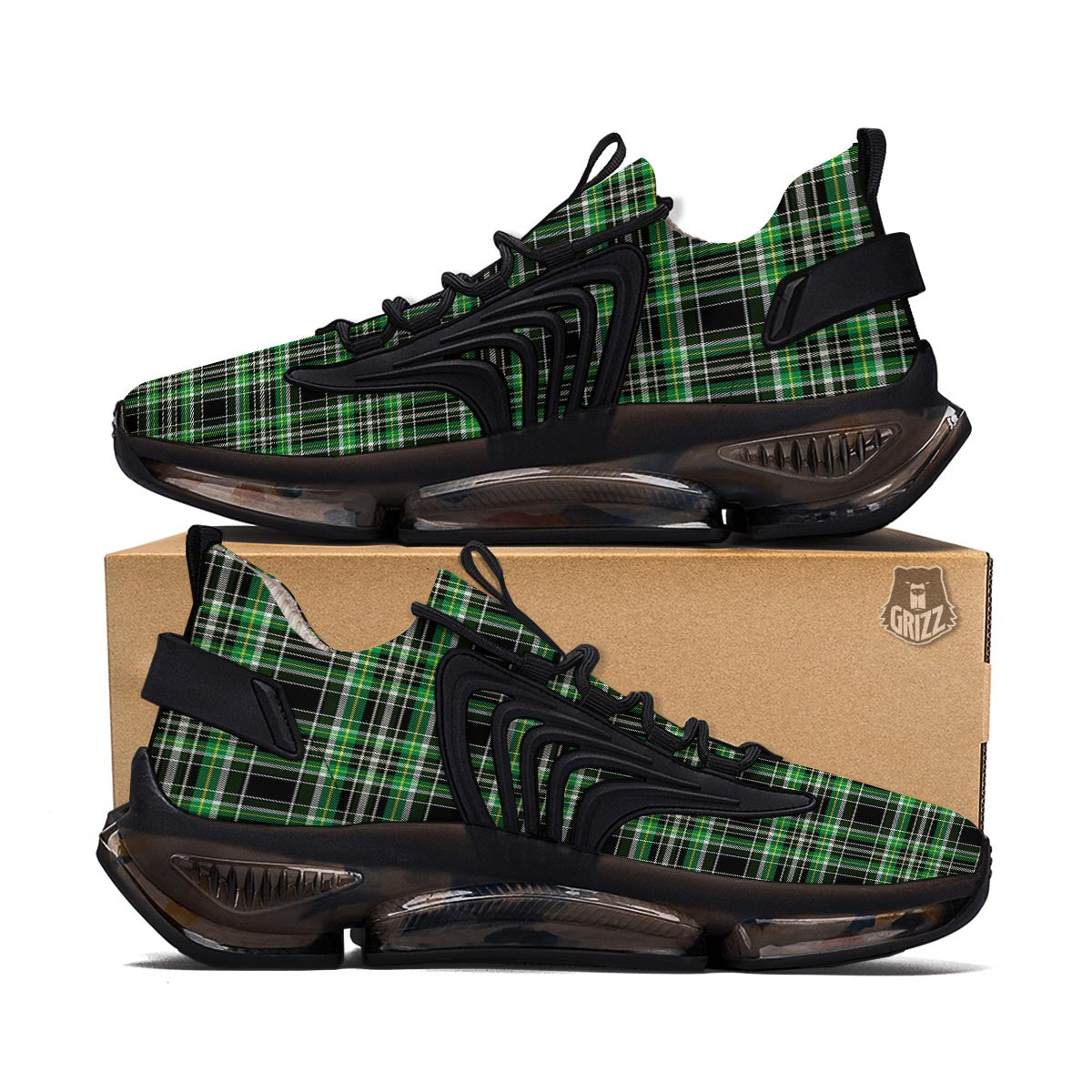 Tartan St. Patrick's Day Print Pattern Black Gym Shoes-grizzshop