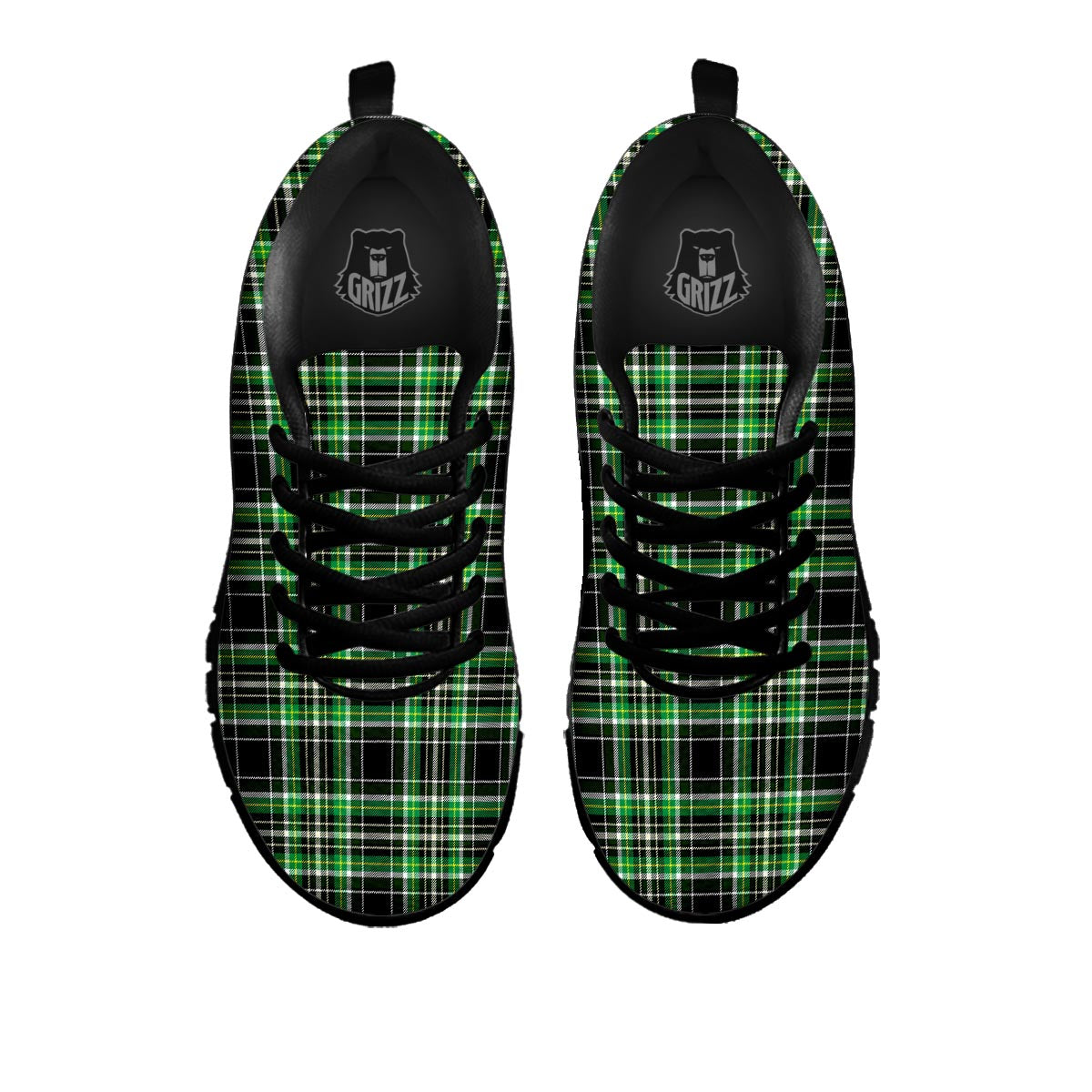 Tartan St. Patrick's Day Print Pattern Black Sneaker-grizzshop