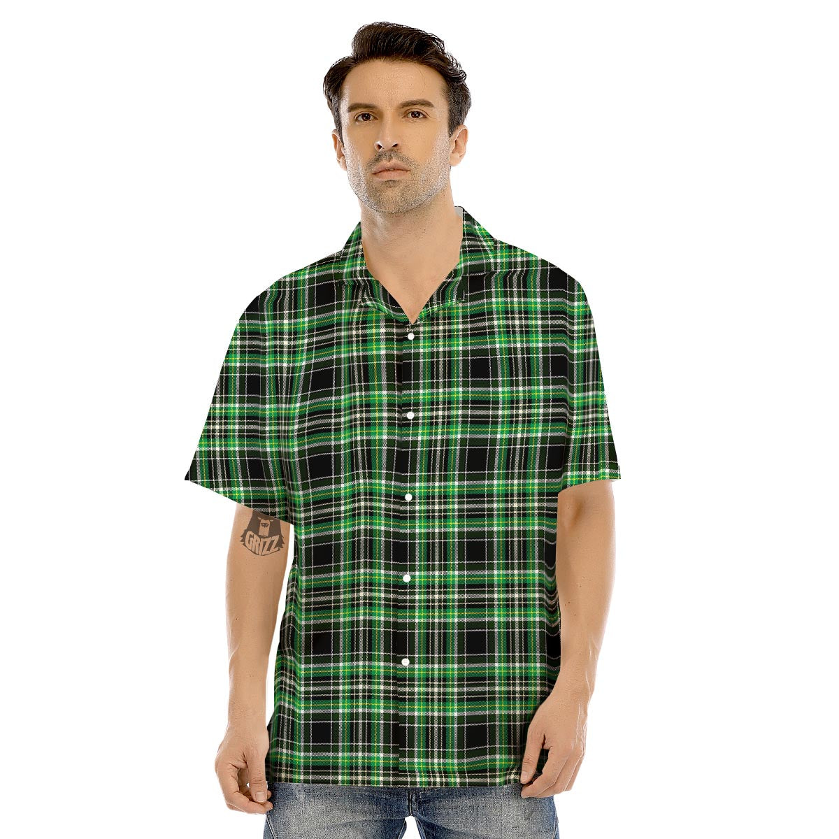 Tartan St. Patrick's Day Print Pattern Men's Hawaiian Shirt-grizzshop