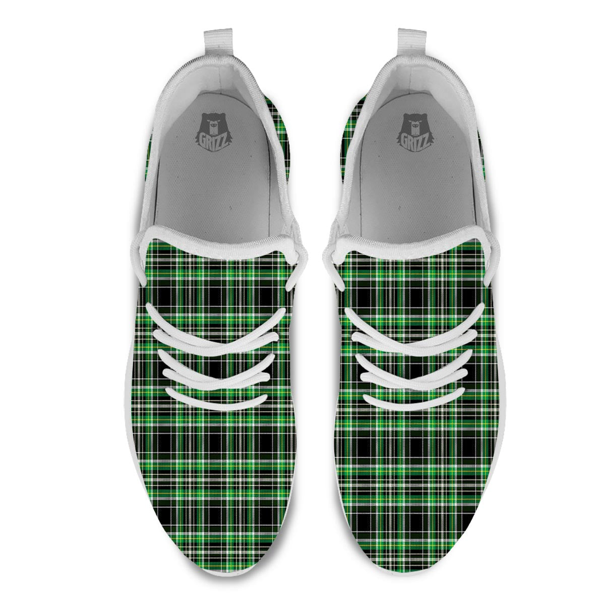 Tartan St. Patrick's Day Print Pattern White Athletic Shoes-grizzshop