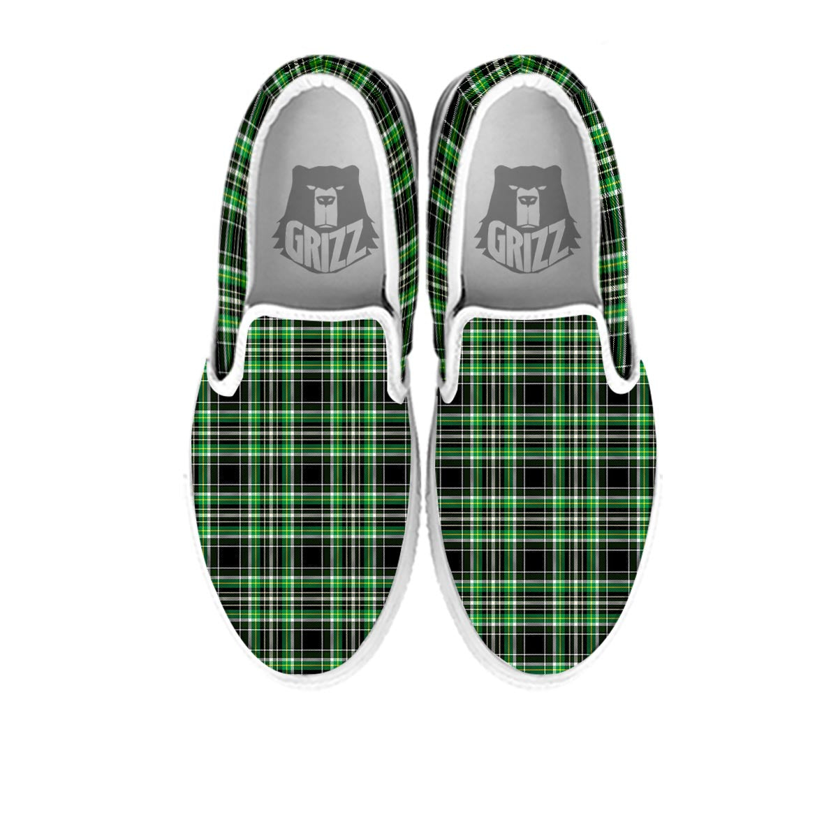 Tartan St. Patrick's Day Print Pattern White Slip On Shoes-grizzshop