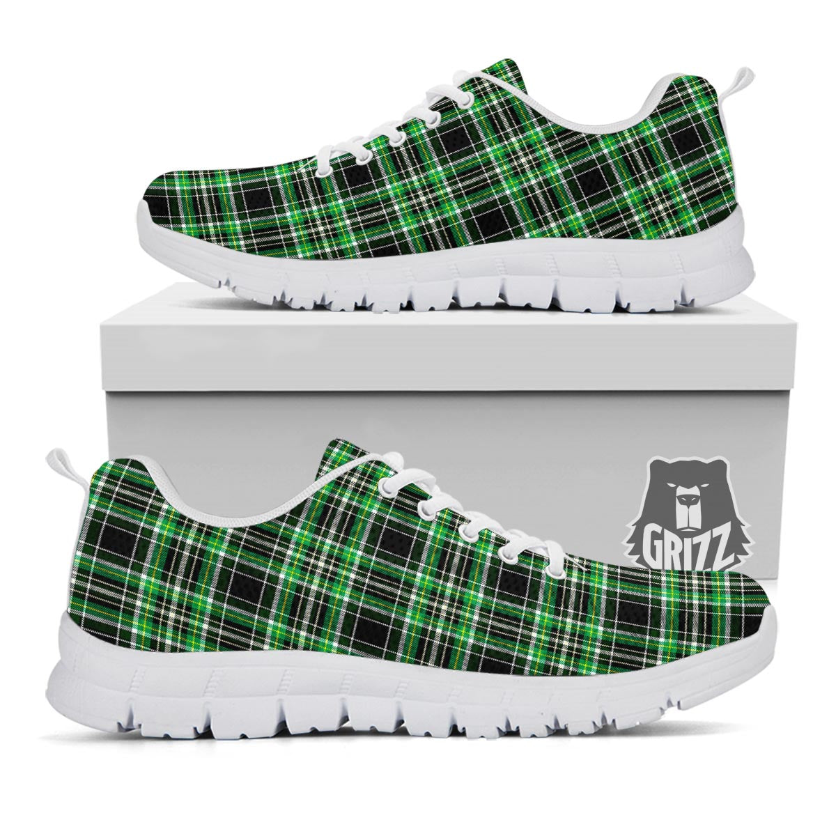 Tartan St. Patrick's Day Print Pattern White Sneaker-grizzshop