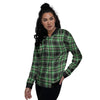 Tartan St. Patrick's Day Print Pattern Women's Bomber Jacket-grizzshop