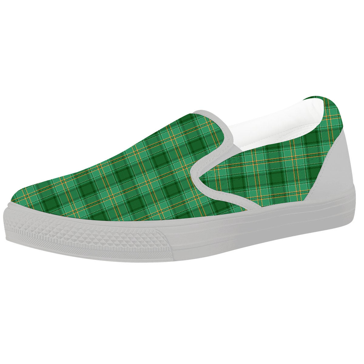 Tartan St. Patrick's Day Print White Slip On Shoes-grizzshop