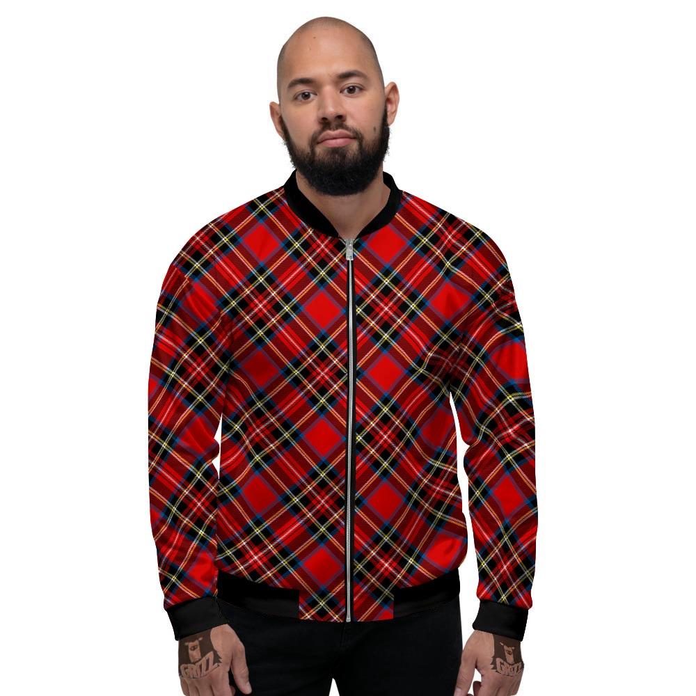 Tartan Stewart Red Print Pattern Men's Bomber Jacket-grizzshop
