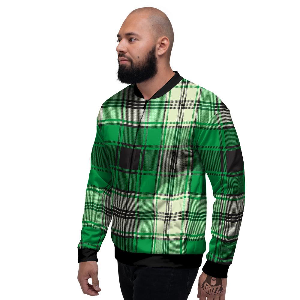 Tartan UFO Green Print Pattern Men's Bomber Jacket-grizzshop