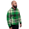 Tartan UFO Green Print Pattern Men's Bomber Jacket-grizzshop