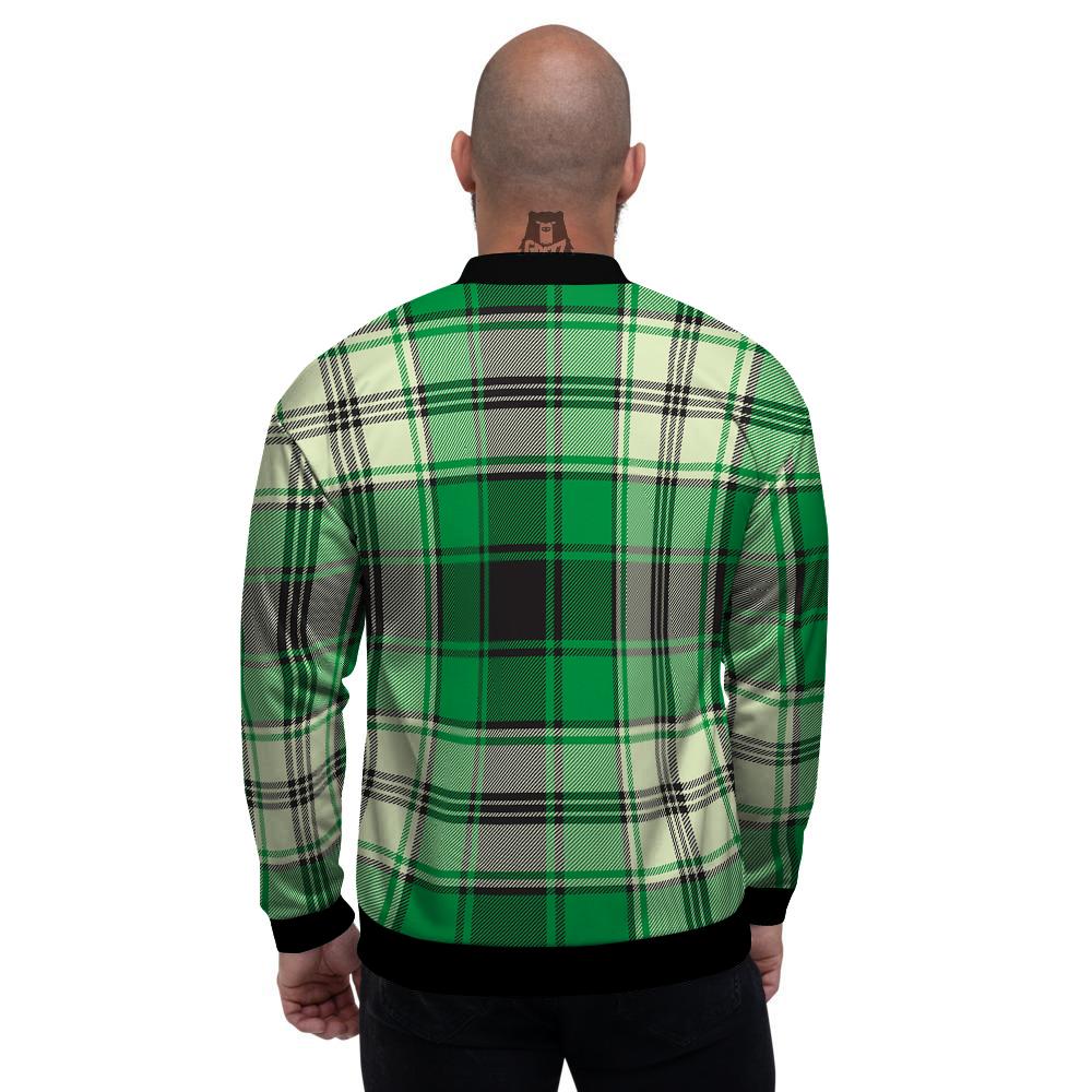 Tartan UFO Green Print Pattern Men's Bomber Jacket-grizzshop