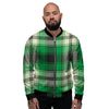 Tartan UFO Green Print Pattern Men's Bomber Jacket-grizzshop