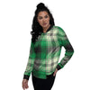 Tartan UFO Green Print Pattern Women's Bomber Jacket-grizzshop