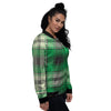 Tartan UFO Green Print Pattern Women's Bomber Jacket-grizzshop