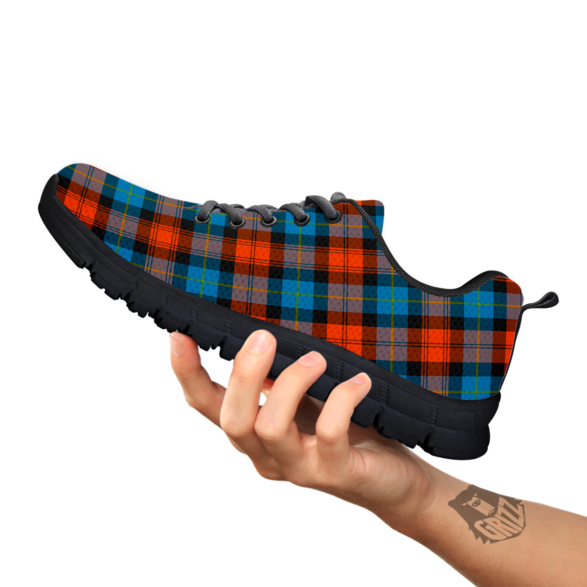 Tartan Western Print Pattern Black Sneaker-grizzshop