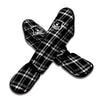 Tartan White And Black Print Pattern Muay Thai Shin Guards-grizzshop