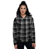 Tartan White And Black Print Pattern Women's Bomber Jacket-grizzshop