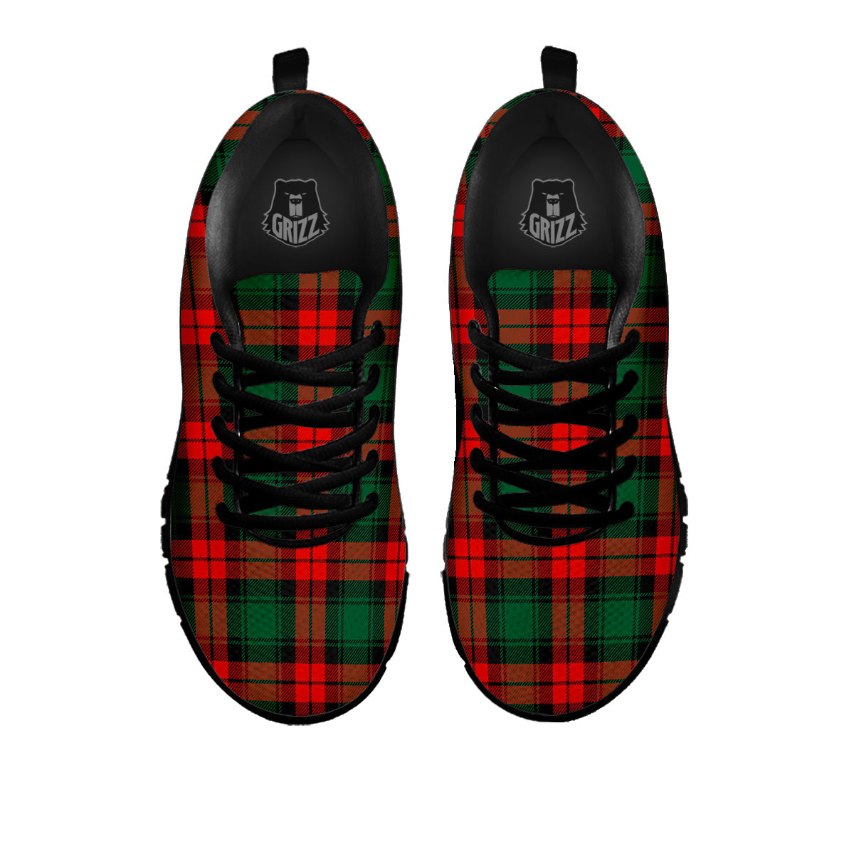 Tartan Xmas Scottish Print Pattern Black Sneaker-grizzshop