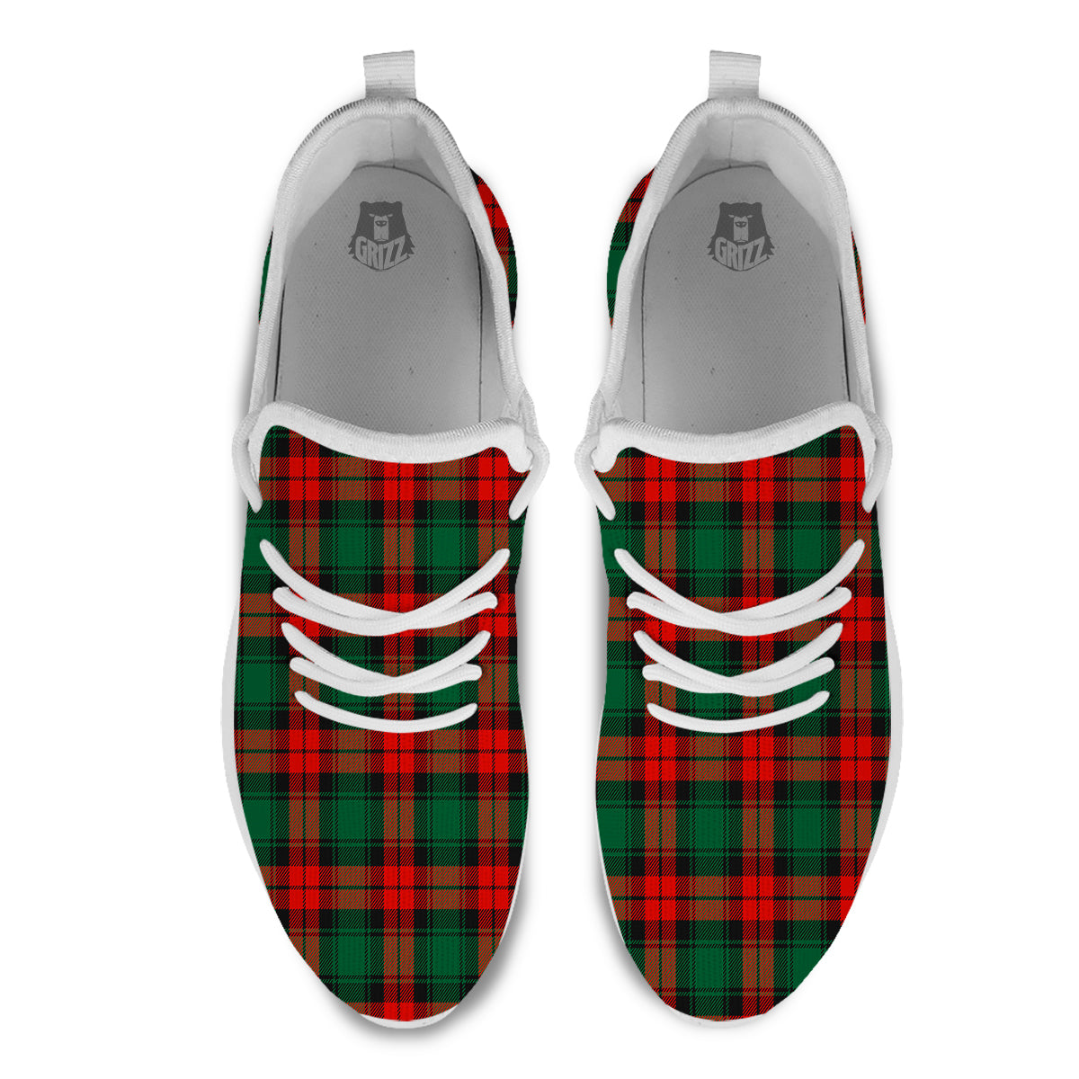 Tartan Xmas Scottish Print Pattern White Athletic Shoes-grizzshop