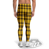 Tartan Yellow And Black Print Pattern Men's Leggings-grizzshop