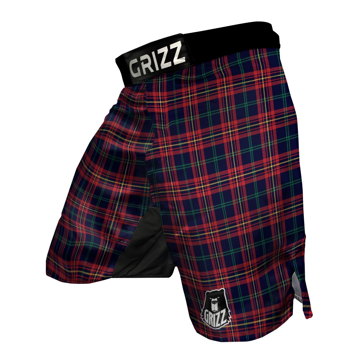 Tartan Yellow And Red Print Pattern MMA Shorts-grizzshop