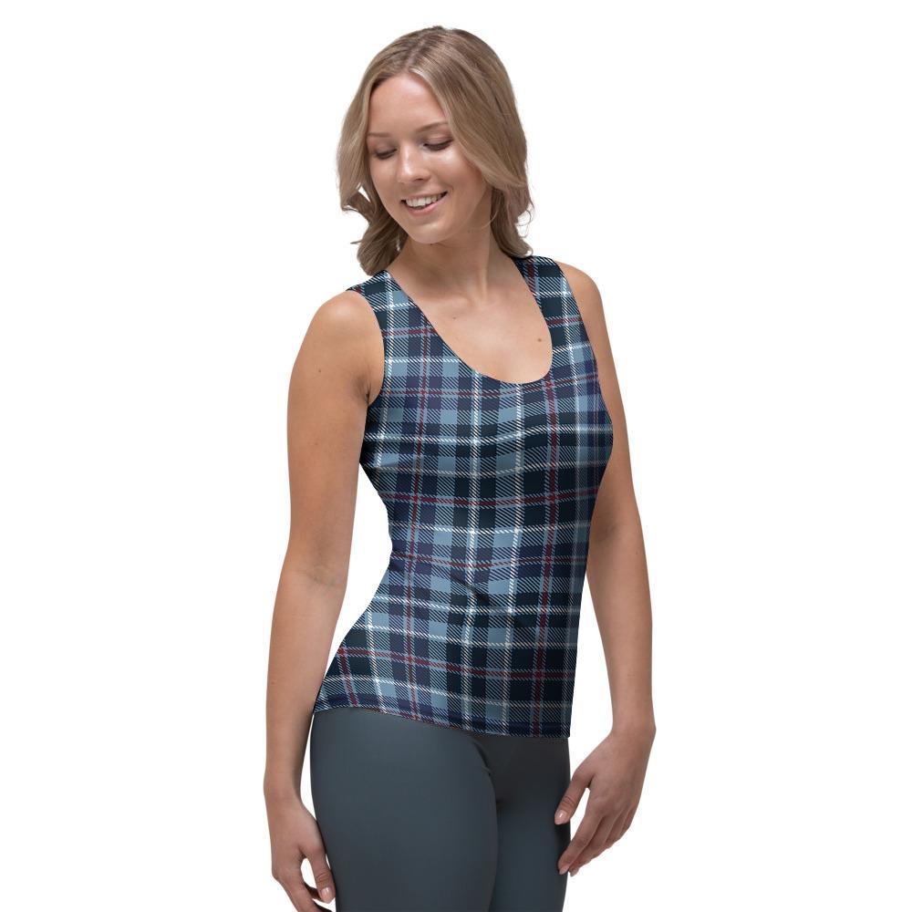 Tartan Blue Plaid Women's Tank Top-grizzshop