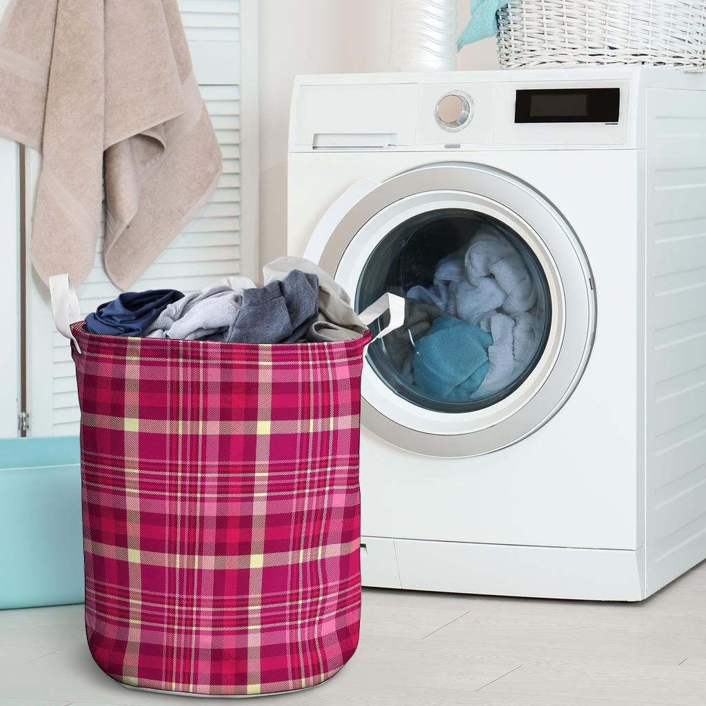 Tartan Pink Plaid Laundry Basket-grizzshop