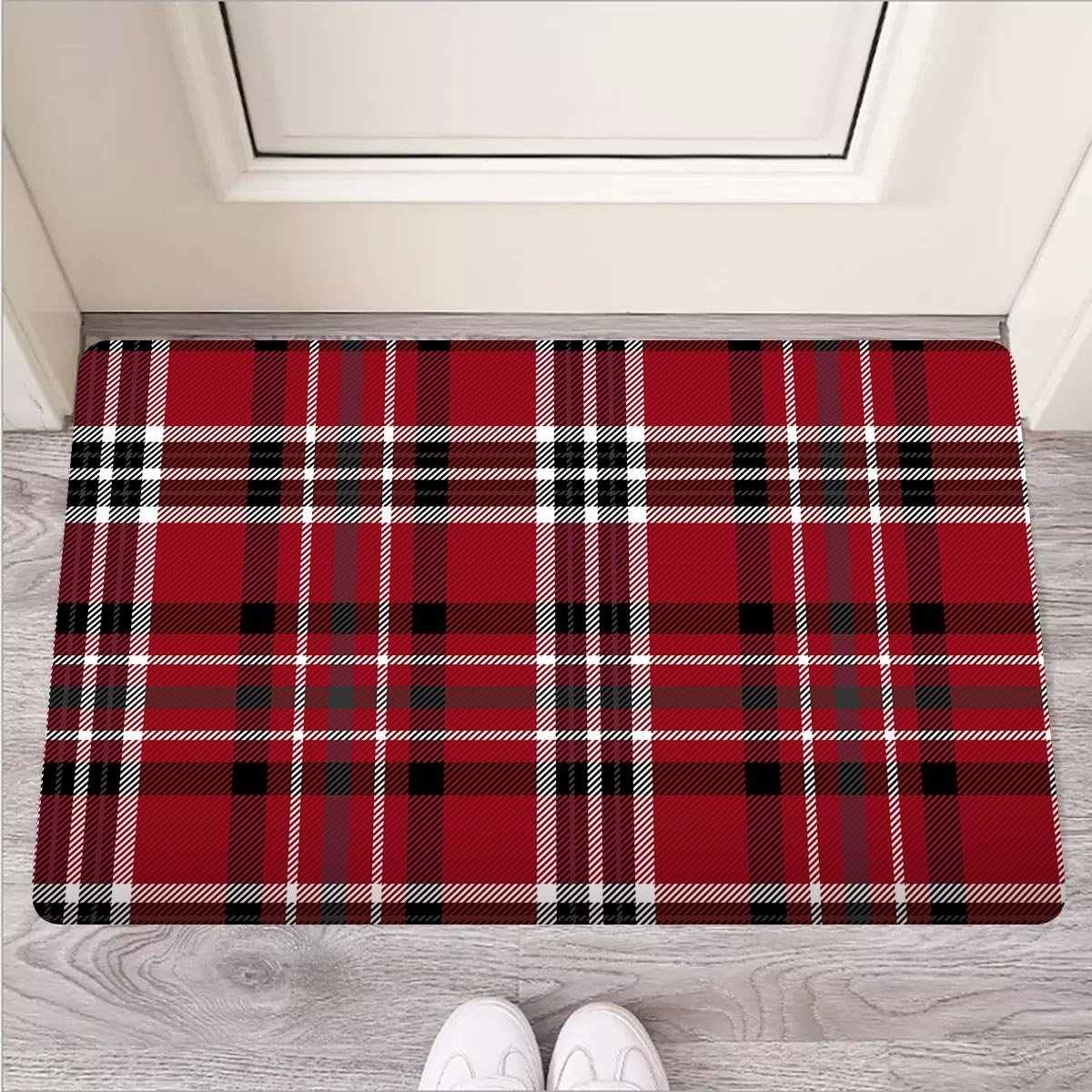 Tartan Plaid Print Door Mat-grizzshop