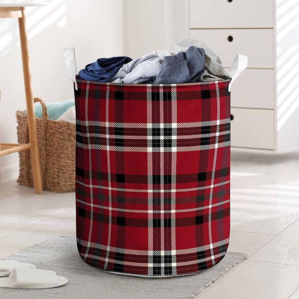Tartan Plaid Print Laundry Basket-grizzshop